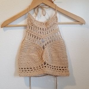 Crochet high neck crop top